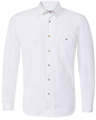 Stockerpoint Camicia Tradizionale (Modello:OC-Mike), Camicia Bavarese con Colletto Kent, Regular Fit Bianco S