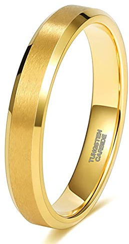 Zakk Ringe Herren Damen Gold Wolframcarbid Gebürstet Verlobungsringe Eheringe Partnerringe Trauringe 4mm 6mm 8mm (4mm,57 (18.1))