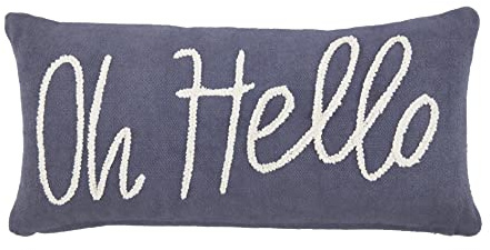 Mud Pie Lumbar Dhurrie kudde, 30 cm x 63 cm, Hello 85 Count