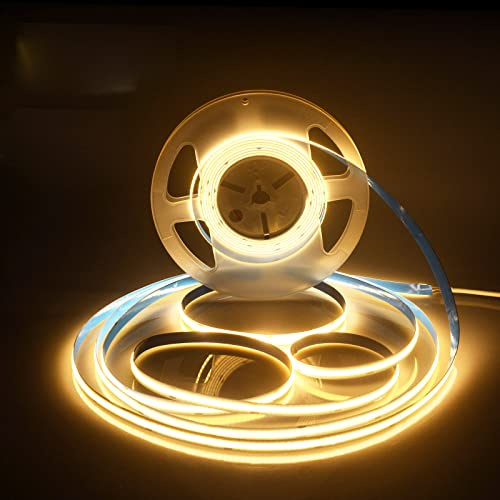 INDARUN Cob Led Strip Light Warm White 3000K 12V, 5M Led Tape Light 320LEDs/Meter for Home Decoration
