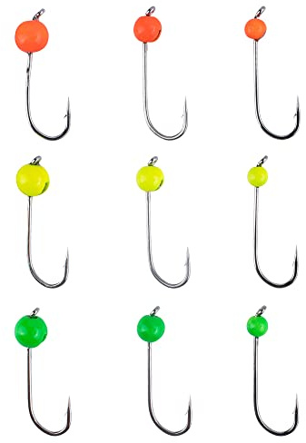 Zite Fishing Tungsten-Jighaken Set Neon - 9 STK 0,3g-1,2g Tungstenperlen am