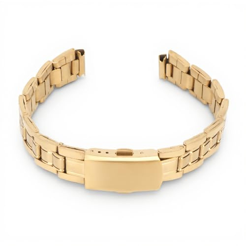 Huairdum Cinturino per orologio in acciaio inox, fibbia di ricambio a doppio blocco, cinturino in metallo di protezione dorata per orologio intelligente da donna