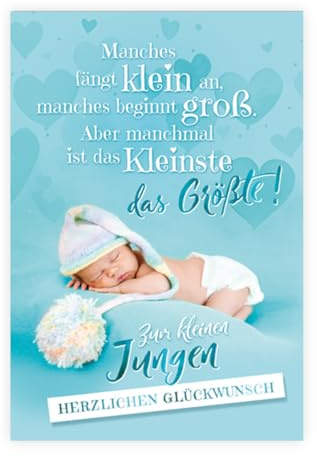 KE - Glückwunsch-Karte zur Geburt für Jungen, mit Umschlag, DIN B6, Babykarte, Baby Geburtskarte, Karte zum Baby