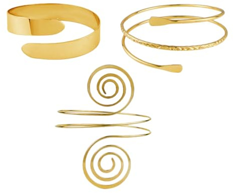 COSMEVIVI Set De 3 Bracelets De Bras Dorés - Manchettes Géométriques Élégantes Pour Femmes Accessoires De Mode Pour Mariages Et Événements