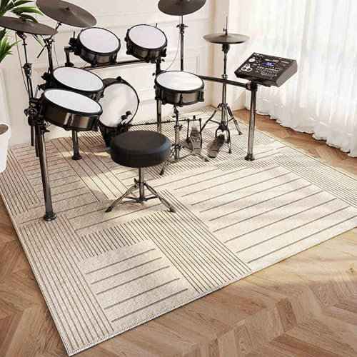 Schlagzeugteppich Schalldicht Drum Teppich rutschfest Trommelteppich Musikinstrumente Bodenmatte Professionelle Schlagzeug Teppich Elektronisches Jazz Schlagzeug Kit für Bass Snare Drum 140 x 120 cm