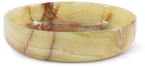 Earthen hantverk marmor serveringsskål 20 cm grön onyx naturlig sten fruktskål för köksbänk, dekorativ salladsskål hållare för husuppvärmning bröllopspresent