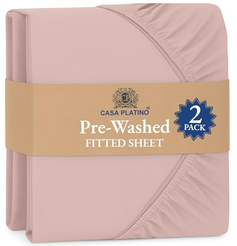 Casa Platino Fitted Sheet Super King, Sepia Rose (Pack of 2) - Pre-Washed Deep Pocket 14 inch (35 cm) - Soft Brushed Microfibre Fabric - Shrinkage and Fade Resistant - Bottom Sheet