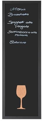 Bi-Office, Lavagna Essentials Vino Combo Slim, 30 x 90 cm, ardesia per gesso e sughero, cornice in MDF nero