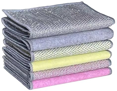 Paño de cocina de alambre de doble capa, sin arañazos, trapo de alambre para lavar platos, paños de limpieza multiusos, 3 colores (25)