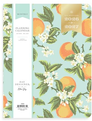 Blue Sky Day Designer 24 Month 2026 Monthly Planner Calendar, January 2026 - December 2027, 8.5 x 11, Flexible Cover, Stapled Binding, Orange Blossom Mint