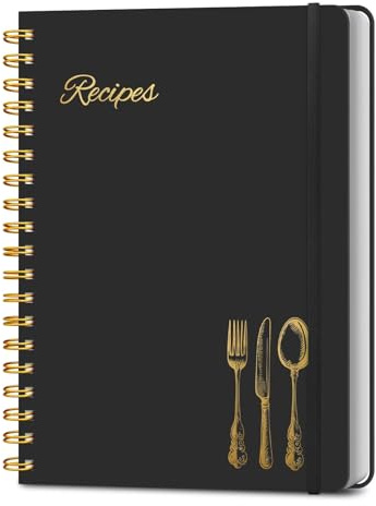 LuBudingJoy Blank Recipe Book to Write in Your Own Recipes. Sprial Hardcover Blank Cookbook, Recipe Journal Hold 130 Recipes(Black)