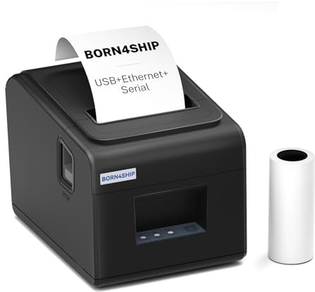 BORN4SHIP Bondrucker 80mm, V330M Thermodrucker Belegdrucker 260mm/s Quittungsdrucker Auto-Cut Kassenschublade mit USB Serial LAN Port, Restaurant-Küchendrucker für ESC/POS