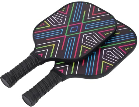SUNGOOYUE Pickle Ball Paddle, Raquettes Légères en Fibre de Carbone avec Prise Confortable pour Jouer en Intérieur et en Extérieur, Comprend 2 Raquettes et 4 Balles (Graffiti)