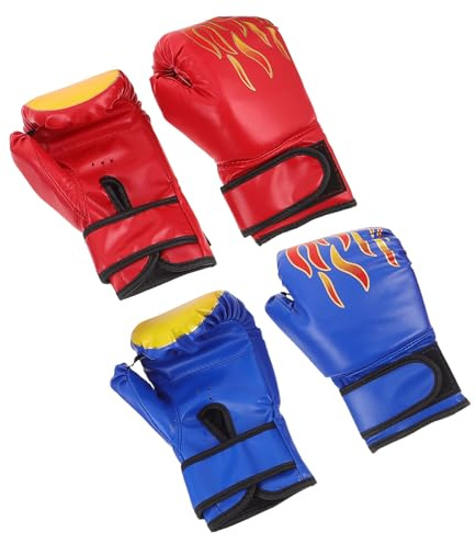 Healifty Guantoni da Boxe per 2 Paia Set Completo Guanti da Allenamento e Sparring in Pu Resistente Schiuma Ammortizzante e Cinturino Regolabile per Kickboxing Ragazzi e Ragazze