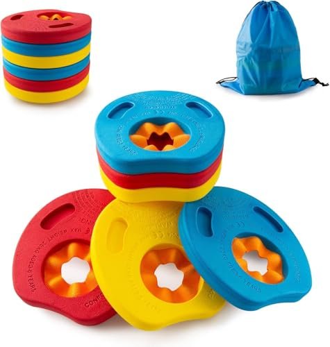 6pcs Water Aerobics Float Ring, Swim Floaties EVA Foam Swim Aquatic Cuffs | Swim Arm Bands Swim Floaties, Kids Swimming Assist Armband, Summer Pool Supplies for Kids Swimming