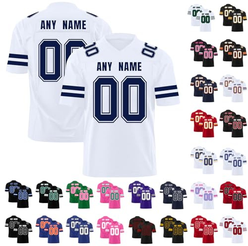 Custom American Football Jersey with Name Number Team Logo, American Football Clothing Football Shirt for Men Women Adult Youth Kids, Personalised Team Uniform