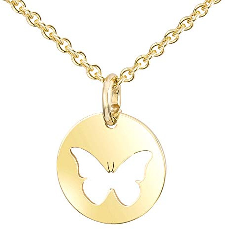 Materia Halskette mit Kettenanhänger Gold Schmetterling Kette 925 Silber 42+5cm KA-439