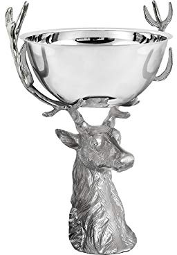 EDZARD Schale Richard (Ø 32 cm, H 45 cm) in Silber-Optik - Original Servierschale, Dekoschale, Obstschale, Servierschüssel - Schüsselschale rund für Deko & Speisen - Partner Geschenke für beide