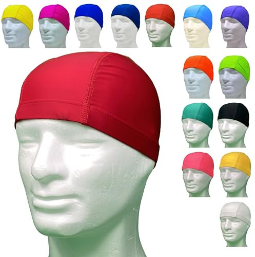 AQASKIN Bademütze, Unisex, für Damen und Herren, aus Lycra, hypoallergen, ohne Dosen und Silikon. (Farbe Rot)