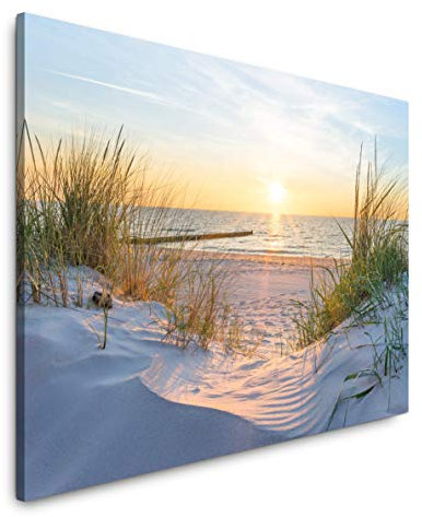Paul Sinus Art Sonnenuntergang an der Ostsee 180 x 120 cm Inspirierende Fotokunst in Museums-Qualität für Ihr Zuhause als Wandbild auf Leinwand in XXL Format