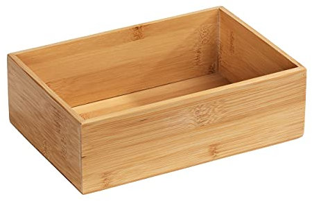 WENKO Bambus Ablage Terra L, praktische Organizer-Box für Schränke und Regale in Küche, Bad und dem gesamten Haushalt, übersichtliche Aufbewahrung von kleinen Utensilien, 22 x 7 x 15 cm, Natur