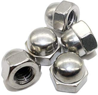 10 Stück - Sechskant Hutmuttern hohe Form - Größe: M10 - DIN 1587 - Edelstahl A2 V2A