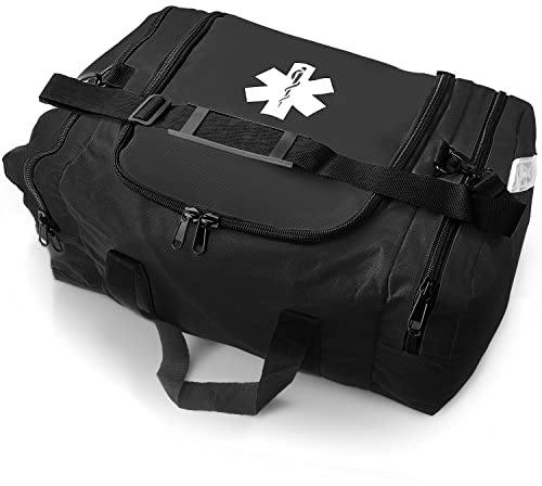 ASA TECHMED Large EMT First Responder Trauma Medical Bag Empty for Home 21x12x9 Inches, Office, School, EMTs, Paramedics, First Responders, Black