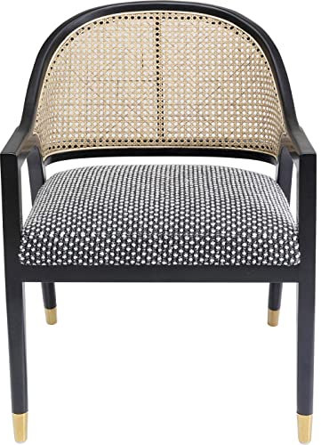 Kare Design Armlehnenstuhl Horizon, Schwarz, Esszimmerstuhl mit Armlehne, Küchenstuhl im Retrostil, Wohnzimmerstuhl, Wiener Geflecht aus Rattan, Buchenholz Gestell, 82x58x54 cm (H/B/T)