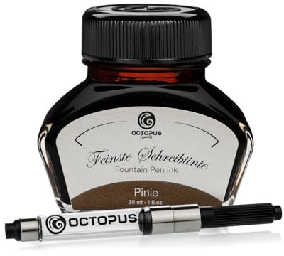 Octopus Fluids Pinie Writing Ink with Converter, Fountain Pen Ink, Brown 30 ml