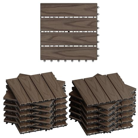 WOLTU 22 x Suelo de WPC Baldosas de Madera Exterior, Antracita