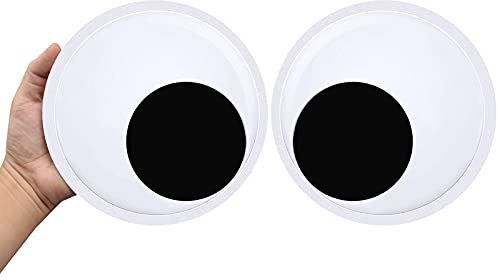 Cinvo Riesige Wackelaugen, selbstklebend, 18 cm, große Wackelaugen, große klebrige Augen für Partydekorationen, Kühlschranktüren, Weihnachtsbäume, Rasen, Auto, Klassenzimmer, Bastelprojekte (2 Stück)