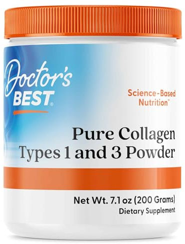 Doctor's Best, Pure Collagen Type 1 et 3, 200g de Poudre, Testé en Laboratoire, Sans Gluten, Sans Soja