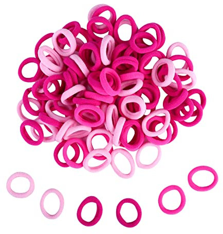 100 Stück Haargummis Mädchen, Soft Multicolor Haar Gummibänder Haarbänder Elastischer Haarschmuck Haarseil Pferdeschwanz Haarband Set Mini Haarband Klein Haargummi für Baby Kinder (Rosa (100 PCS))