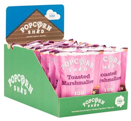 Popcorn Shed Toasted Marshmallow Gourmet Popcorn (16 x 24g) - Vegan Marshmallow Flavoured with Melted Marshmallows, Easy & Low Calorie Snack, Perfect for Parties, Movie Nights & Gifting
