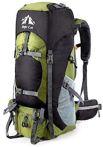 Night Cat Wanderrucksack 70L Rucksack: Trekkingrucksack Reiserucksack Herren Damen Atmungsaktiv für Camping Trekking Mountainering Klettern Fahrradreisen