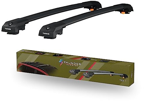 THUNDER CARRIER Roof Rack For DACIA DUSTER (HM) SUV 2018-2022, Black Aluminium Cross Bars, Lockable, Fit Raised Side Rails, Compatible with SUV, Minivan, Car, Van