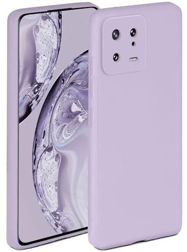 ONEFLOW Mjukt fodral kompatibelt med Xiaomi 13 silikonfodral upphöjd kant för skärmskydd, två lager, mjukt mobiltelefonfodral – matt syren