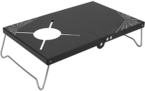 Tragbarer faltbarer Campingtisch, einfach zu transportieren, Mini-Camping-Picknick-Herd, Tisch für Partys im Freien, Edelstahl, Schwarz