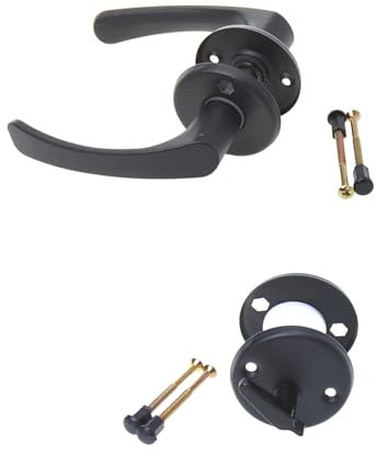 Aqbau Ensemble de poignées de porte sur rosace - Noir - Pour WC et salle de bain