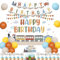 Sursurprise Geburtstagsdekorationen mit Zug-Thema, Dampfzug Happy Birthday Hintergrund Banner Schild, Eisenbahn, Zug, Kreuzung, Kuchen, Cupcake-Topper, Ballon für Transport, Verkehrsfahrzeug,