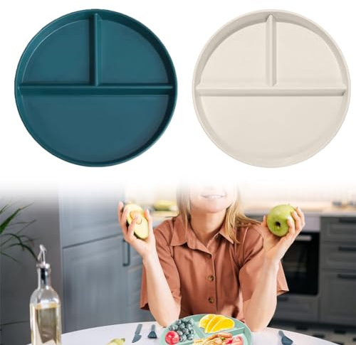 Piatto Porzionato,Set Piatti Divisi,2 Pcs Piatti Menù,Piatti Da Picnic, Divisi, Da Picnic,Set Di Divisi, Da Porzione Riutilizzabili,Piatti Da Picnic Profondi