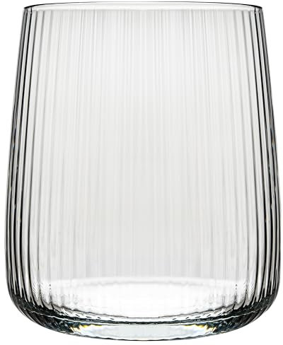 KONZEPT Verre à eau rainuré 320 ml, Lot de 6 verres élégants en verre transparent – Passe au lave-vaisselle