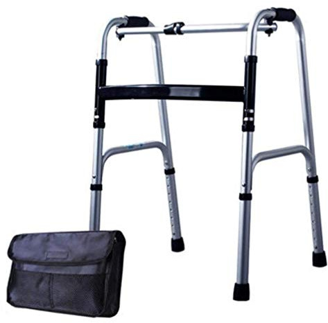 JKJZSALJ Rollator Pieghevole, Telaio da Passeggio in Alluminio Leggero Pieghevole Senza Ruote - Altezza Regolabile, Ausili per La Mobilità, Deambulatore Rollator