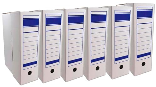 Tradineur - Confezione da 6 raccoglitori definitivi, scatola pieghevole in cartone, 2 posizioni, formato foglio, facile da assemblare, conservare documenti, fatture, 36 x 25 x 9 cm
