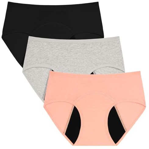 INNERSY perioder underkläder flickor bomull kalsonger läckagesäker menstruation trosor 3-pack