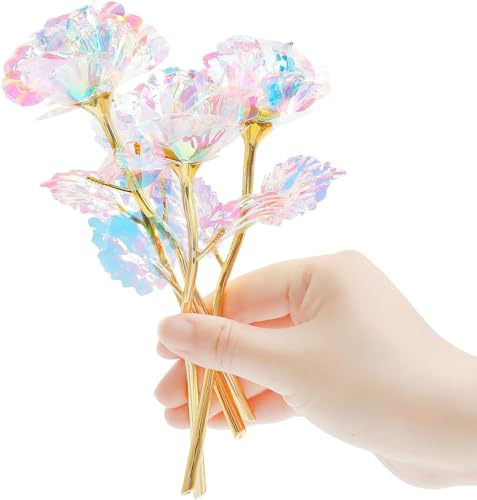 GW Box 18 Pcs Galaxy Rose Artificial Flowers Forever Rose Crystal Flower for Mothers Day Valentine's Day Birthday Wedding Decoration