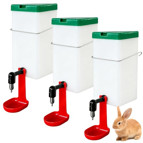 Kaninchentränke 3er Set 1000ML, Kaninchen Automatischer Wasserspender, Hängend Haustier Trinkflasche, Nippel-Trinkflasche Nagertränke Keine Tropf Trinkflasche für Nagetiere Kleintierstall