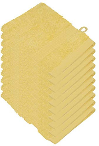Miamar 10 er Set Waschhandschuh 15 x 21 cm weich saugstark in 15 Farben erhätlich 500g/m² 100% Baumwolle Öko-Tex Gelb