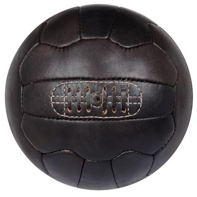 FNine Sports Pelotas de Cuero Antiguo, Bolas Vintage Hechas a Mano, (fútbol marrón Oscuro)