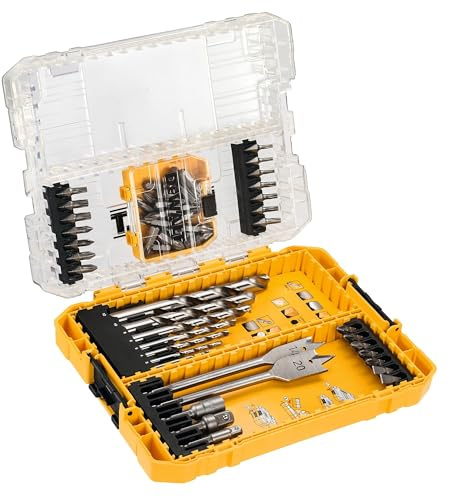 Dewalt HSS-G Metallbohrer und Bit-Set DT70757 (55-teilig, Bohrer mit rechtsschneidender Spiralnut Typ N, 118° Spitzenwinkel, Torison Bits mit erhöhter Festigkeit, in ToughCase inkl. TicTac Box)
